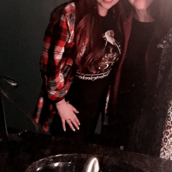 Polly & Esther LG Red Plaid Flannel Button Down Shirt - Picture 9 of 10